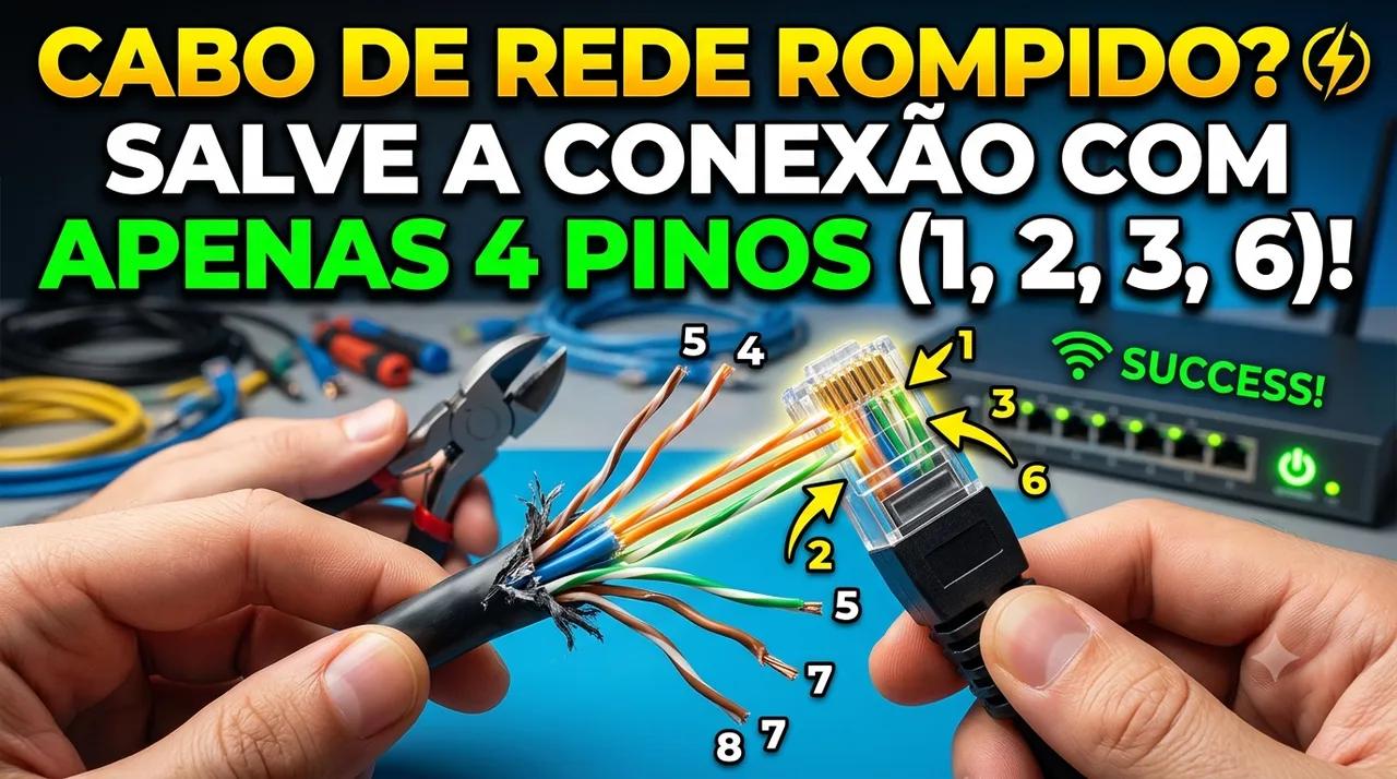 Cabo de Rede com Fio Rompido: Como Usar Apenas os Pinos 1, 2, 3 e 6 para Salvar a Conexão