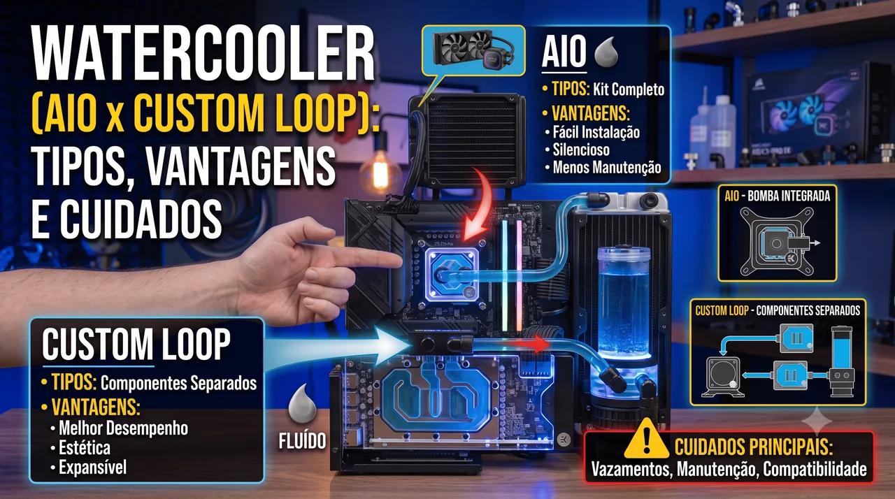 Watercooler (AIO x Custom Loop): tipos, vantagens e cuidados