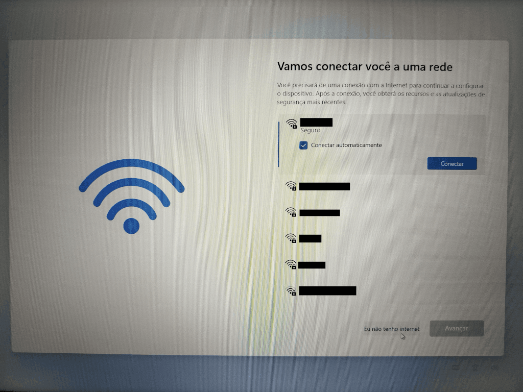 Pular parte de conectar na rede do Windows (Durante a instalação)