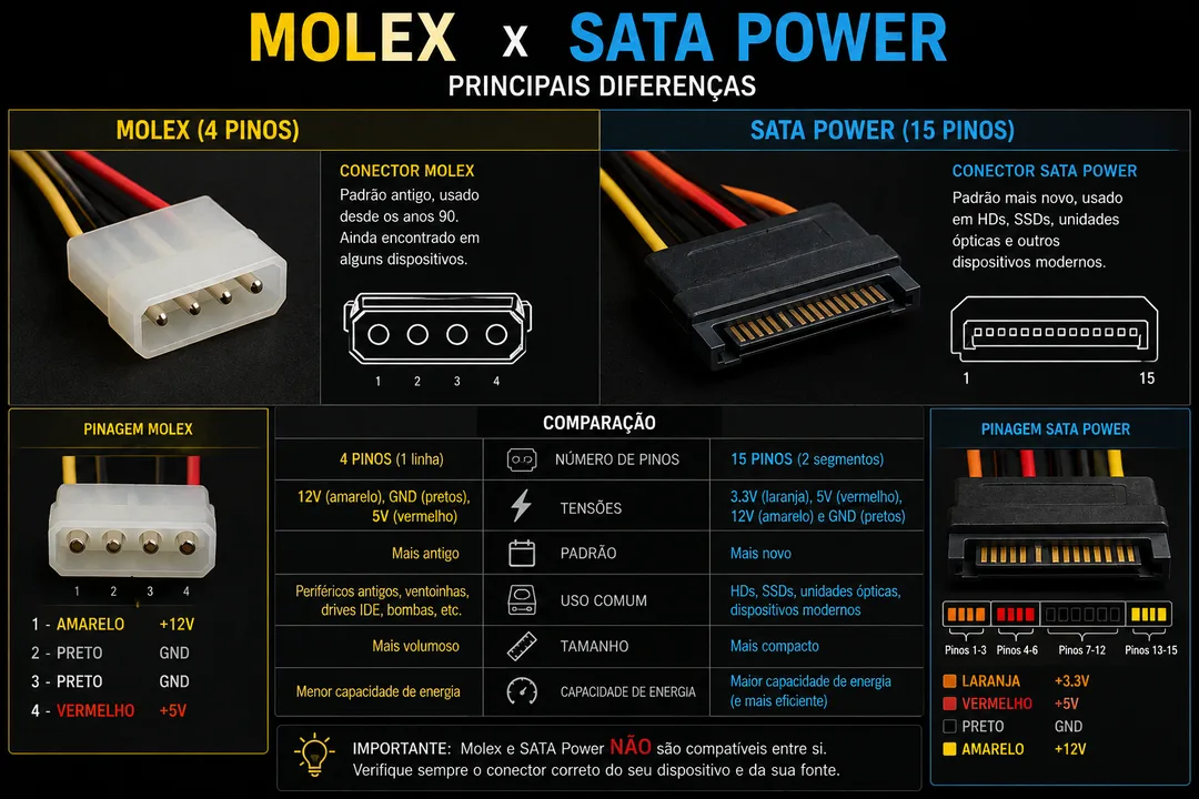 Comparando entre Molex x SATA Power
