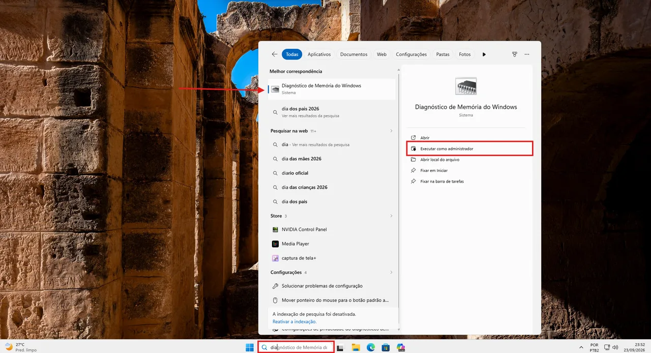 Diagnóstico de Memória do Windows