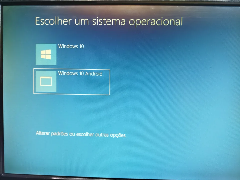 Imagem mostrando as opções para iniciar o sistema