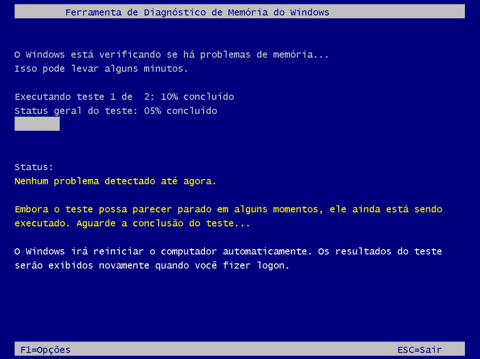 Ferramenta de Diagnóstico de Memória do Windows