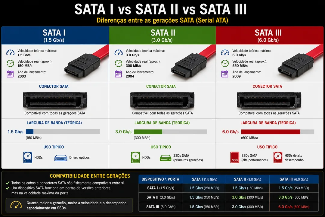 SATA I, SATA II e SATA III