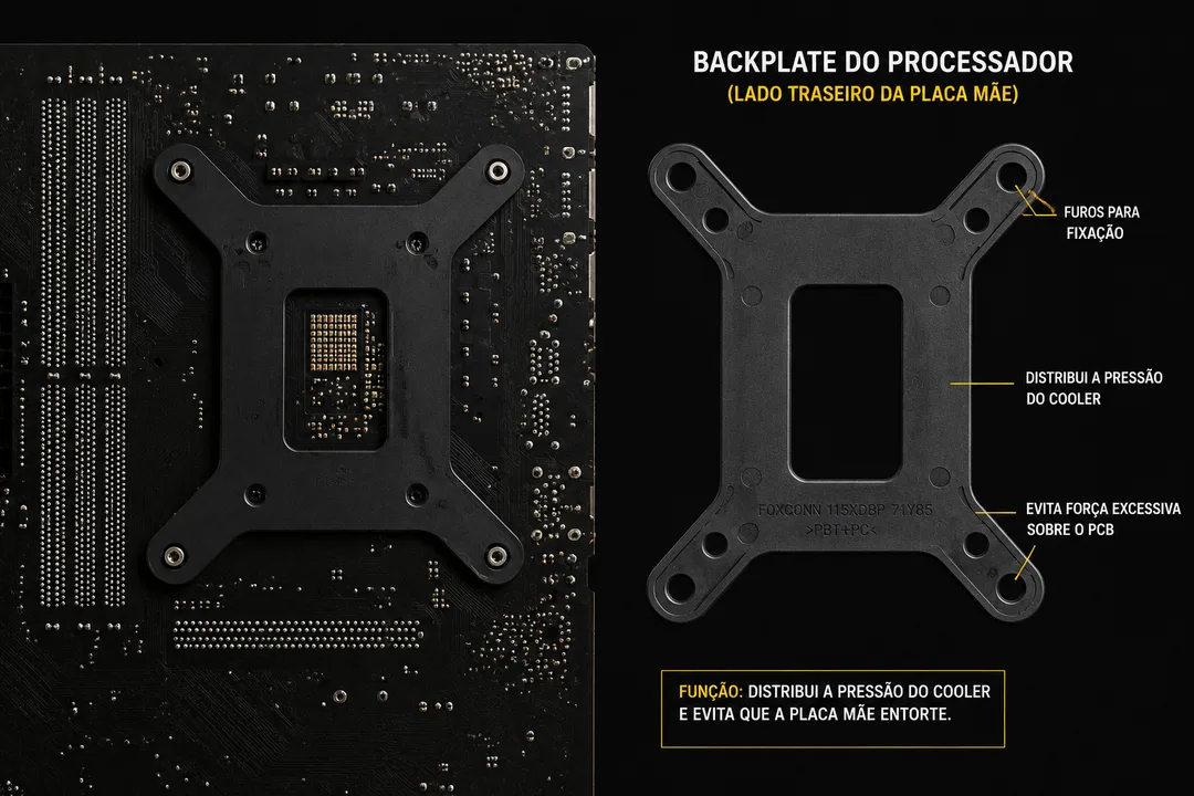 Demostração de um Backplate de processador