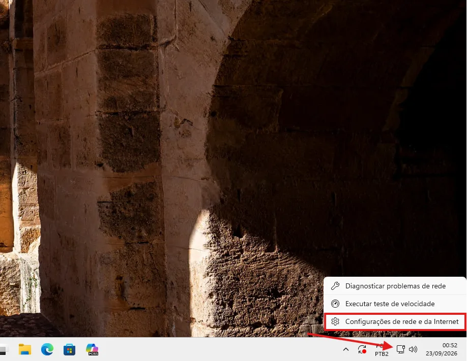 Configurações de rede e da Internet